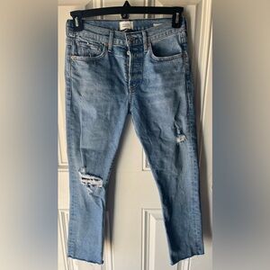 Citizens of Humanity Emerson slim boyfriend ankle crop raw hem denim size 25